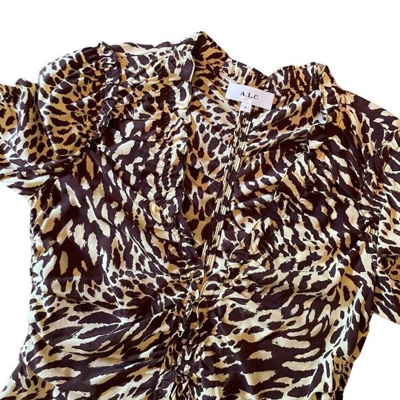 A.L.C. Marcie Silk Ruched Long Sleeve Mini Dress Size 6 752J - Picture 13 of 15